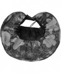 Sun Hats Womens Foldable Anti UV Sun Hat Cap Big Brim Floppy Travel Beach Bucket Hat UPF50+ - Floral Black - CN17YX5IUH9 $15.07