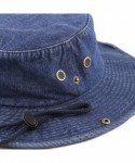 Sun Hats 100% Cotton Stone-Washed Safari Wide Brim Foldable Double-Sided Sun Boonie Bucket Hat - Dk.denim - C3182LMLIYQ $15.56