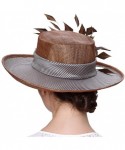 Sun Hats Women 3 Layers Sinamay Kentucky Derby Church Sun Summer Hats - Brown - C918TEMHWYK $66.56