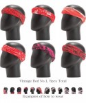Headbands Pattern Headwear Headband Bandana - Vintage Red No.1- 6pcs total - CB18M5M6IW9 $17.98