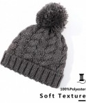 Skullies & Beanies Baby Unisex Boy Girl Cable Knit Chunky Pom Fleece Lining Beanie Hat - Dull Grey - CY192I5S0TR $15.16