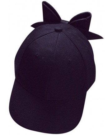Sun Hats Girl Cotton Big Bowknot Hats Caps Adjustable Snapback Hip Hop Baseball Cap Flat - Black - CS184WO3M0M $13.73
