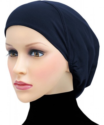 Skullies & Beanies Cotton Beanie Snood Large Hijab Chemo Cap - Navy Blue - CL180Q8ELZN $19.44