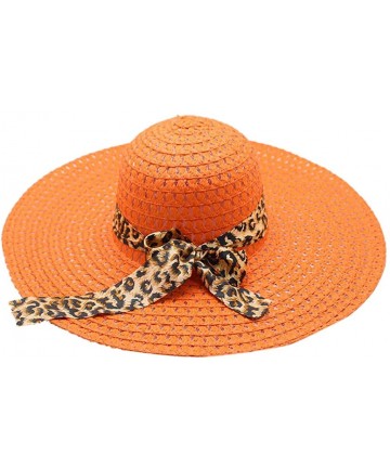 Sun Hats Women Hat Fineser Leopard Bowknot - Orange - CK18O8788D0 $13.38