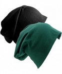 Skullies & Beanies 2 Pack Cotton Slouchy Beanie Hats- Chemo Headwear Caps for Women and Men - Black/Dark Green - CQ187W5RN4S ...