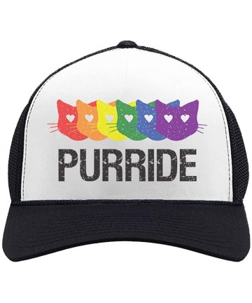 Baseball Caps Purride Gay Lesbian Hat Pride Cat Lover Rainbow Flag Parade Trucker Hat Mesh Cap - Black/White - CZ1845OEN2U $1...