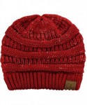 Skullies & Beanies Women's Sparkly Sequins Warm Soft Stretch Cable Knit Beanie Hat - Red - C618IQH28M6 $22.41