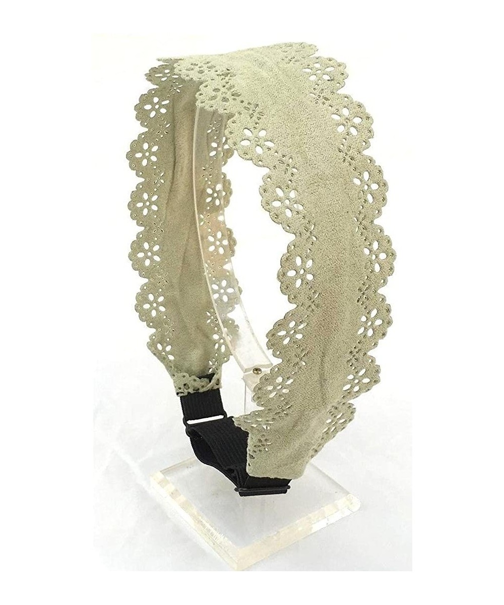 Headbands Wardani- Ultra Suede Laser Cut Headband with Adjustable Elastic - Green - CK12E4AI27F $33.07
