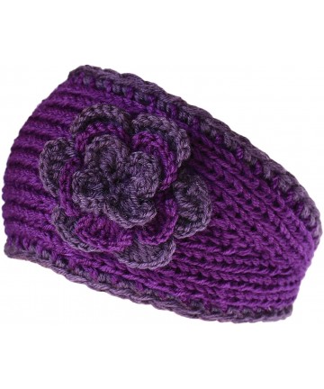 Headbands Winter Two Tone Flower Headband - Purple - CF12N2KZYD9 $23.77