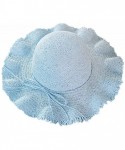 Sun Hats Manual Weave Crochet Hook Straw Boater Sun Hat - Blue - CV18SHLLESS $42.29