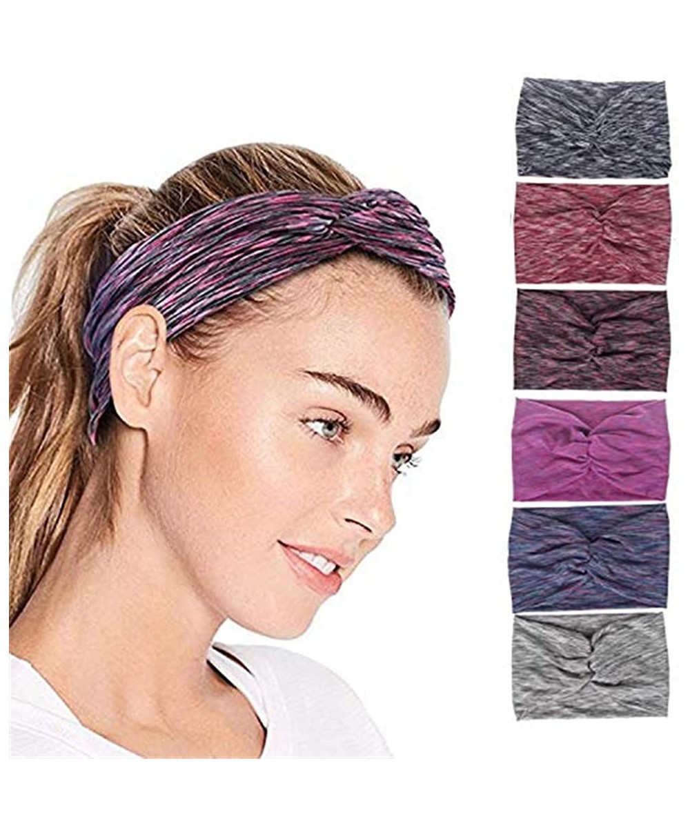 Headbands 6 Packs Headbands for Women Girls Cotton Knotted Yoga Sport Hair Band Headwrap - 6 Packs Tie Dyeing Style - CK18KHI...