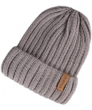 Skullies & Beanies Winter Beanie for Women Fleece Lined Warm Knitted Skull Cap Winter Hat - 03-fog Gray - CD18UXLSTEE $18.08