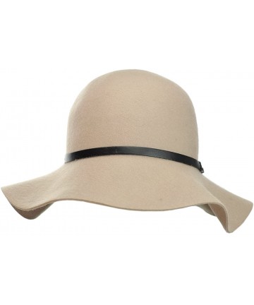 Bucket Hats Exclusive Women's Chain Link Band Wool Flop Brim Fedora Hat - Beige - CW1274IMXDT $18.25