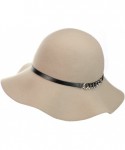 Bucket Hats Exclusive Women's Chain Link Band Wool Flop Brim Fedora Hat - Beige - CW1274IMXDT $18.25