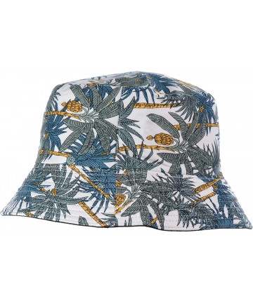 Bucket Hats Packable Reversible Black Printed Fisherman Bucket Sun Hat- Many Patterns - White Sand Palm Tree - CO18ARQ0RWE $1...