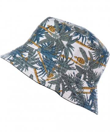 Bucket Hats Packable Reversible Black Printed Fisherman Bucket Sun Hat- Many Patterns - White Sand Palm Tree - CO18ARQ0RWE $1...