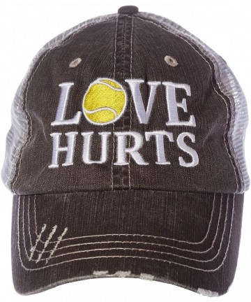 Baseball Caps Love Hurts - Trucker Distressed Hat Cap - Tennis Gift - C118DHNKZGW $32.13
