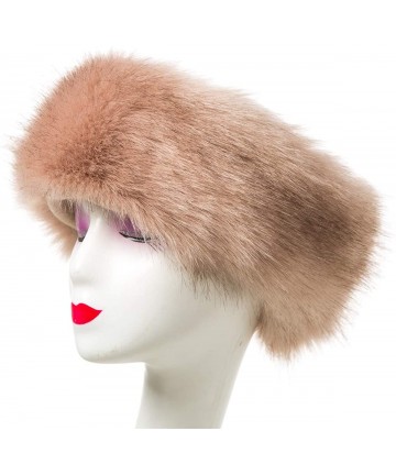 Cold Weather Headbands Cozy Warm Hair Band Earmuff Cap Faux Fox Fur Headband with Stretch for Women - B1-pink - C718HXCN0D0 $...