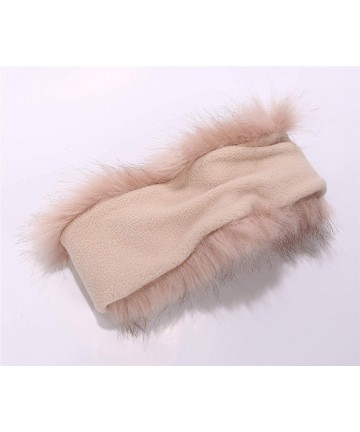 Cold Weather Headbands Cozy Warm Hair Band Earmuff Cap Faux Fox Fur Headband with Stretch for Women - B1-pink - C718HXCN0D0 $...