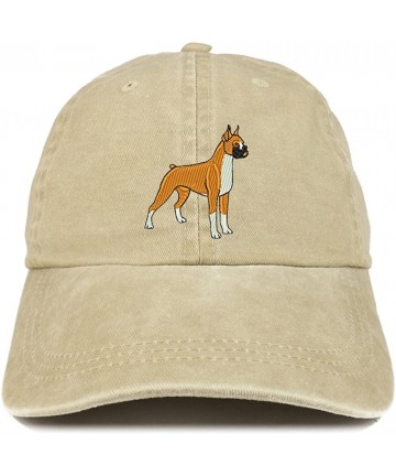 Baseball Caps Boxer Embroidered Dog Theme Low Profile Dad Hat Cotton Cap - Khaki - CN12I2JJ5KX $39.84