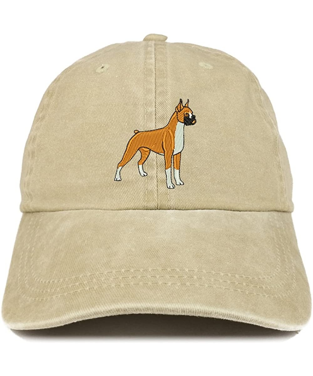 Baseball Caps Boxer Embroidered Dog Theme Low Profile Dad Hat Cotton Cap - Khaki - CN12I2JJ5KX $23.54