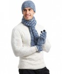 Skullies & Beanies 3 Pieces Soft Fleece Lining Beanie Hat Long Scarf Touch Screen Gloves - Gray Blue White - C718YU9U9LD $29.59