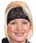 Headbands Head Wrap - Womens Wide Headbands - Biker Chick Headwear - Cross (6 Colors) - Orange/Clear - CH11IMVAJ8N $24.83