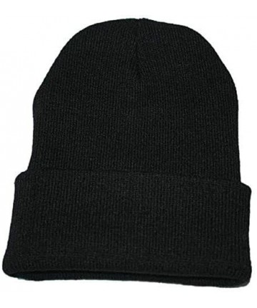 Skullies & Beanies Unisex Classic Knit Beanie Women Men Winter Leopard Hat Adult Soft & Cozy Cute Beanies Cap - Black C - CW1...