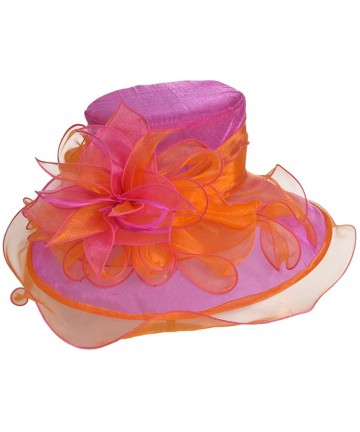 Sun Hats Women Church Derby Hats Tea Party Bridal Dress Wedding Hat - Rose/Orange - C317YKICMET $36.49