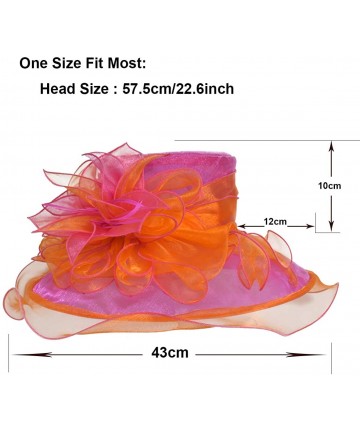Sun Hats Women Church Derby Hats Tea Party Bridal Dress Wedding Hat - Rose/Orange - C317YKICMET $36.49