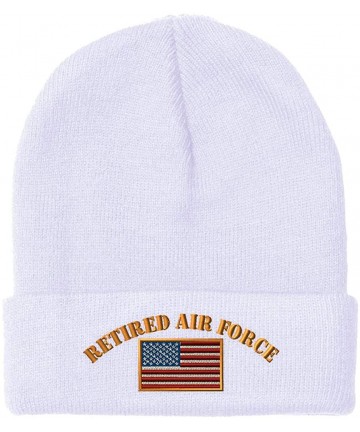 Skullies & Beanies Beanie for Men & Women Retired Air Force Embroidery Acrylic Skull Cap Hat 1 Size - White - C118L5YHD7X $15.47