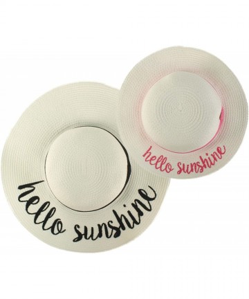 Sun Hats Womens Mommy and Me Girls Sayings Summer Beach Pool Floppy Dress Sun Hat - Hello Sunshine- White - CQ18ELIL7H0 $43.03