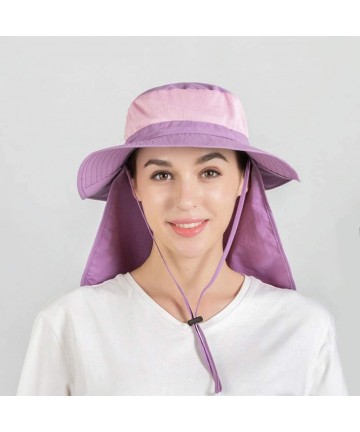Sun Hats Fisherman Hat Sun Protection Hat Outdoor Wide Side Mesh Fishing Hat for Outdoor Fishing Hiking Travel - Purple - CE1...