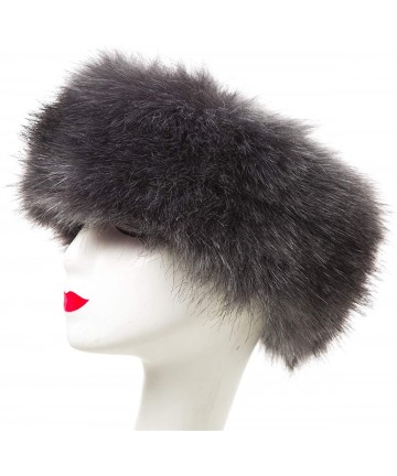 Cold Weather Headbands Cozy Warm Hair Band Earmuff Cap Faux Fox Fur Headband with Stretch for Women - B1-dark Grey - CD18HX9T...
