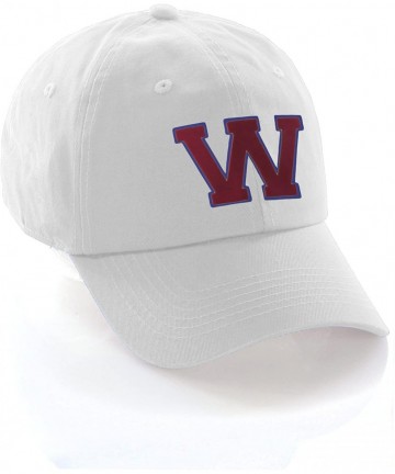 Baseball Caps Customized Letter Intial Baseball Hat A to Z Team Colors- White Cap Blue Red - Letter W - CP18ET3U23S $18.40