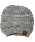 Skullies & Beanies Knit Soft Stretch Beanie Cap - Metallic Silver - CC12MHFW43D $14.93