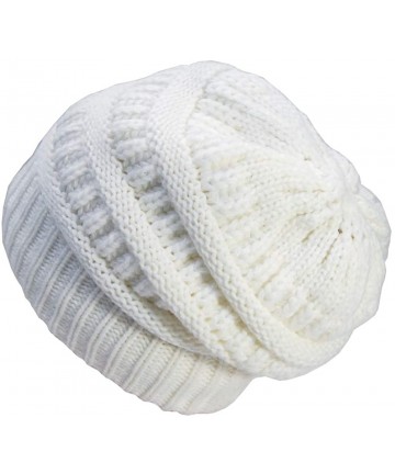 Skullies & Beanies Warm Cable Knit Soft Beanie Inner Lined for Women - One Size Fits Most Winter Hats Knit Beanie Cap (White)...