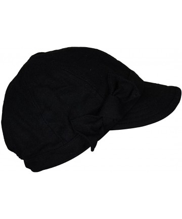 Newsboy Caps Ladies Winter Cap with Bow - Black - C712C2YIAEP $17.66