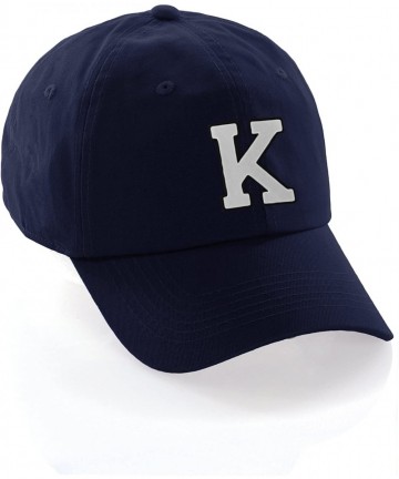 Baseball Caps Customized Letter Intial Baseball Hat A to Z Team Colors- Navy Cap Black White - Letter K - C118ET4AZ4H $27.33