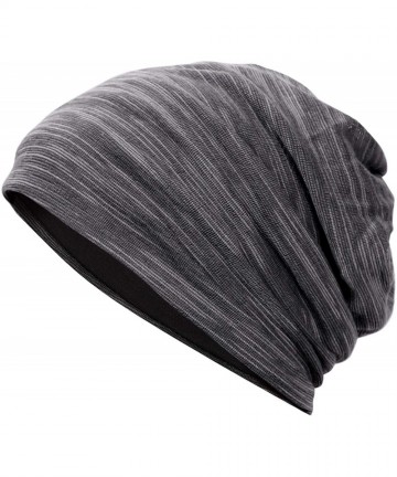 Skullies & Beanies Cotton Beanie Lightweight Turban Slouchy Beanie Hat Cap for Women and Men - 02-grey - CK18R202XCH $13.73