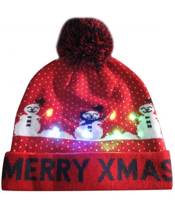 Skullies & Beanies LED Light-up Knitted Hat Ugly Sweater Holiday Xmas Christmas Beanie Cap - C - CT18ZMR8YQ6 $15.54