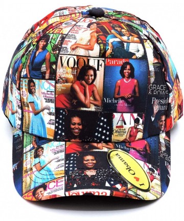 Baseball Caps Glossy Magazine Cover Collage Michelle Obama Printed Snapback Baseball Cap - Cotton-mt-1 - C918WQ0YSUL $17.94