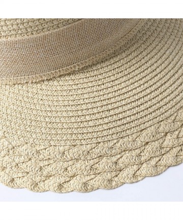 Sun Hats Elegant Wide Brim Floppy Sun Hat- Beach Hat for Women- Beige- One Size - CE194OQDHIA $20.68
