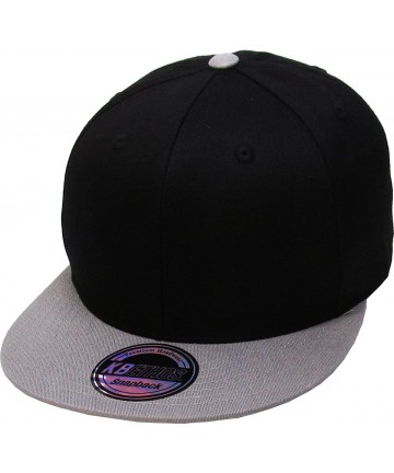 Baseball Caps Classic Snapback Hat Blank Cap - Cotton & Wool Blend Flat Visor - (1.3) Black Light Gray - CP11YMPG78Z $16.59