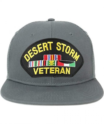 Baseball Caps Oversize XXL Desert Storm Veteran Large Patch Flatbill Mesh Snapback Cap - Charcoal - CN18LSQCGQ3 $25.71