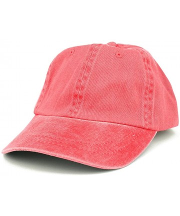 Baseball Caps Low Profile Plain Washed Pigment Dyed 100% Cotton Twill Dad Cap - Red - CE12NUMYMMJ $31.14
