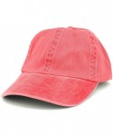 Baseball Caps Low Profile Plain Washed Pigment Dyed 100% Cotton Twill Dad Cap - Red - CE12NUMYMMJ $33.02