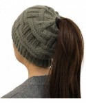 Skullies & Beanies Bun Beaines for Women Soft Stretch Cable Knit Messy High Bun Ponytail Beanie Hat - Plain-dark Grey - CL18Y...