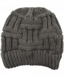 Skullies & Beanies Bun Beaines for Women Soft Stretch Cable Knit Messy High Bun Ponytail Beanie Hat - Plain-dark Grey - CL18Y...