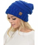 Skullies & Beanies Hat-100 Oversized Baggy Slouch Thick Warm Cap Hat Skully Cable Knit Beanie - Royal - CI18XIMC2GG $14.67